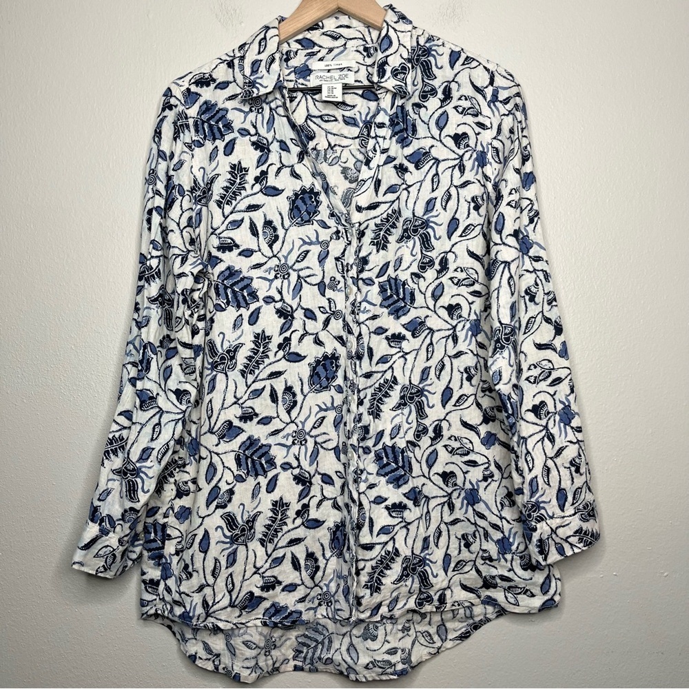 Rachel Zoe White and Navy Floral Button-Down Shirt